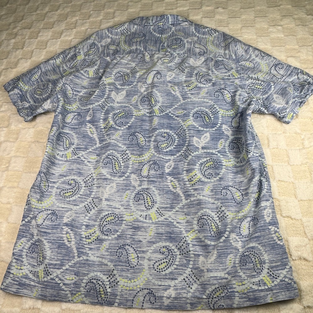 Tommy Bahama Silk Blend Blue Paisley Camp Shirt Short Sleeve Mens XL‎ - Picture 13 of 13